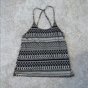 Azteca Print Black Tank with Low Back